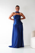 Oh Hello Clothing Women > Clothing > Dresses 1*DONE-MM24572-NAVY Strapless Corset Maxi Dress with Scarf