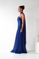 Oh Hello Clothing Women > Clothing > Dresses 1*DONE-MM24572-NAVY Strapless Corset Maxi Dress with Scarf