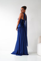 Oh Hello Clothing Women > Clothing > Dresses 1*DONE-MM24572-NAVY Strapless Corset Maxi Dress with Scarf