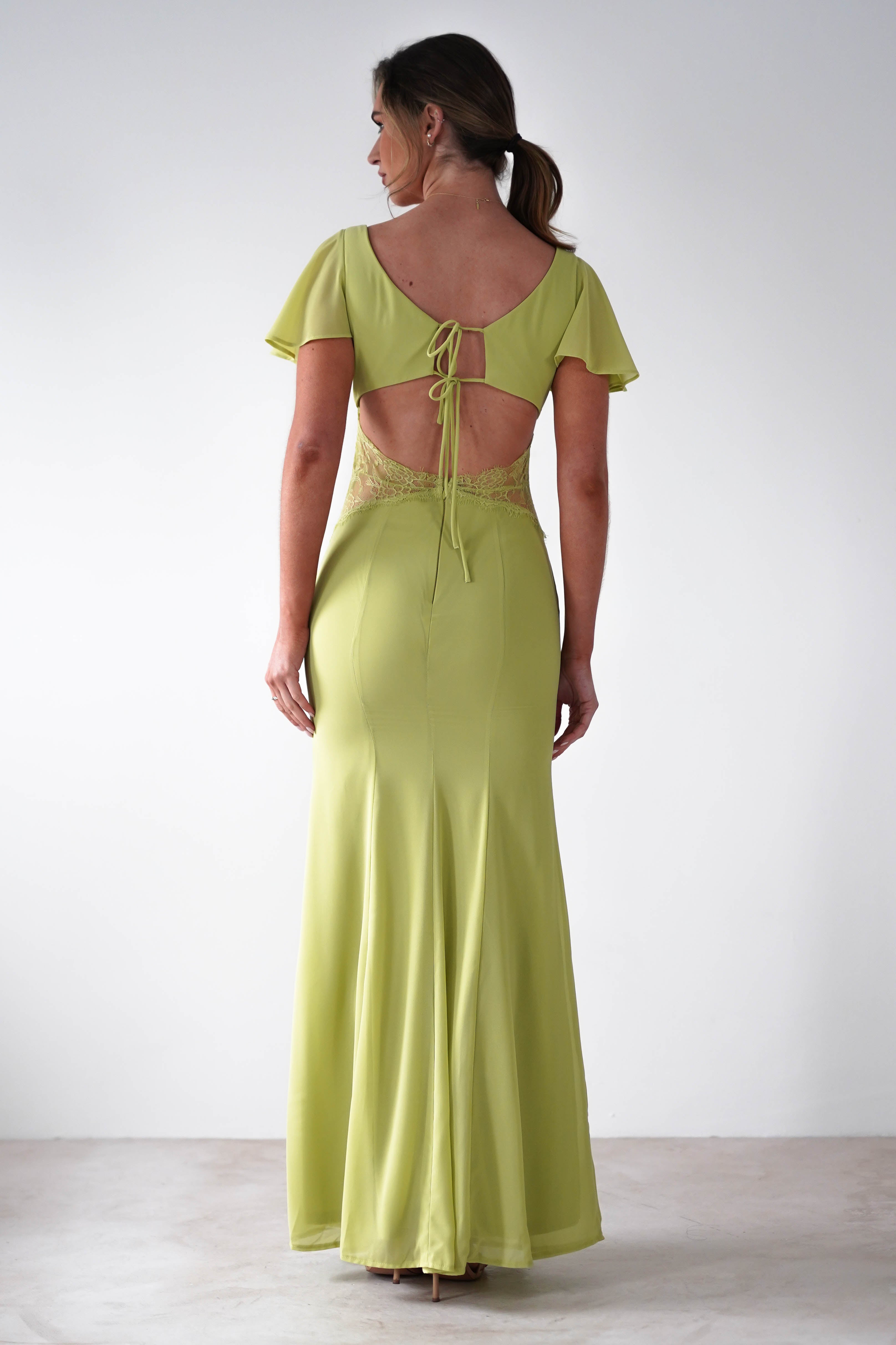 Preston Flutter Sleeve Maxi Dress Lime Green | Wedding Guest Dress | Maxi | Oh Hello Clothing