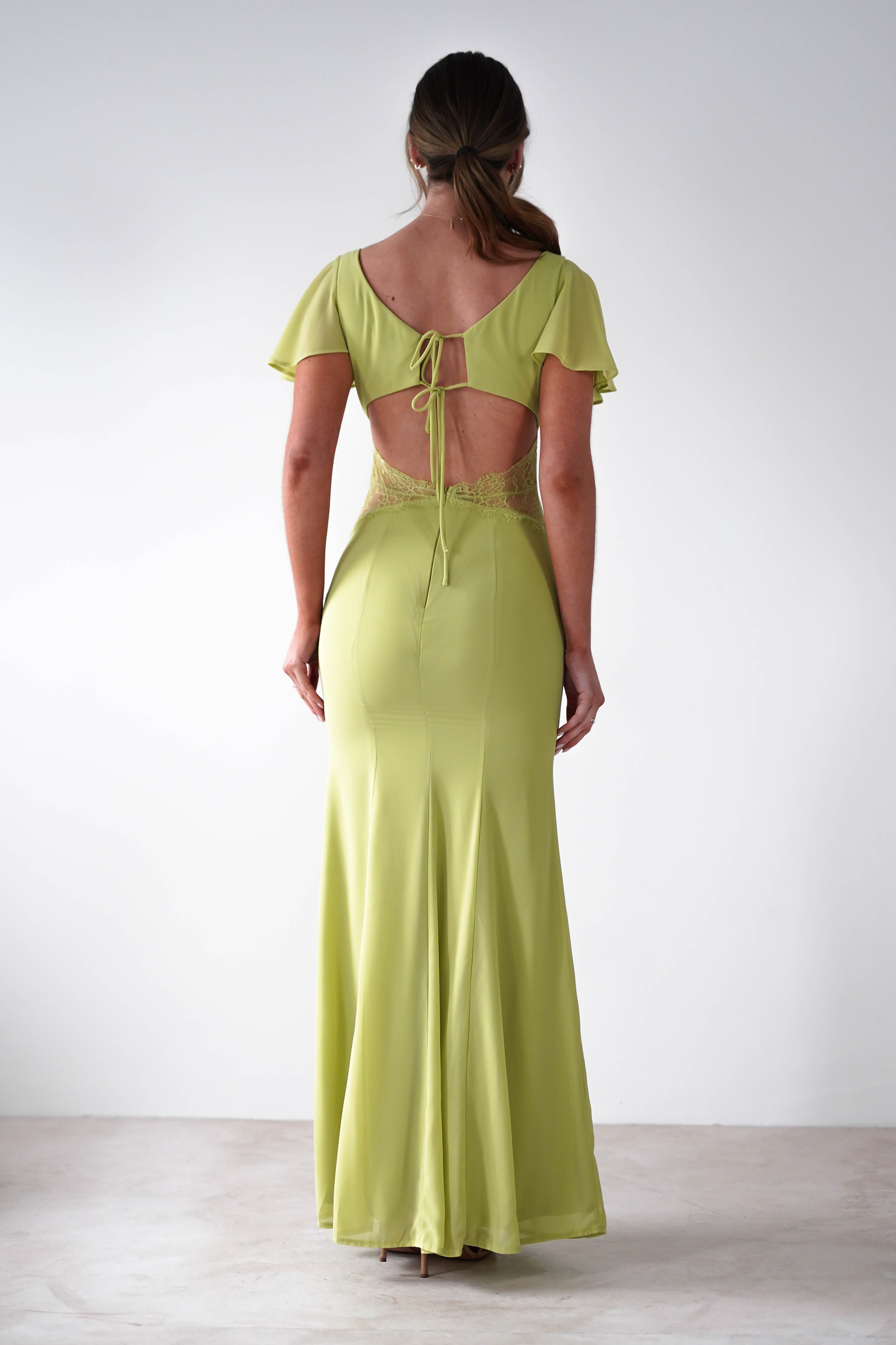 Preston Flutter Sleeve Maxi Dress Lime Green | Wedding Guest Dress | Maxi | Oh Hello Clothing