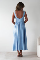 Monroe Skater Midaxi Dress Blue | Wedding Guest Dress | Skater | Oh Hello Clothing