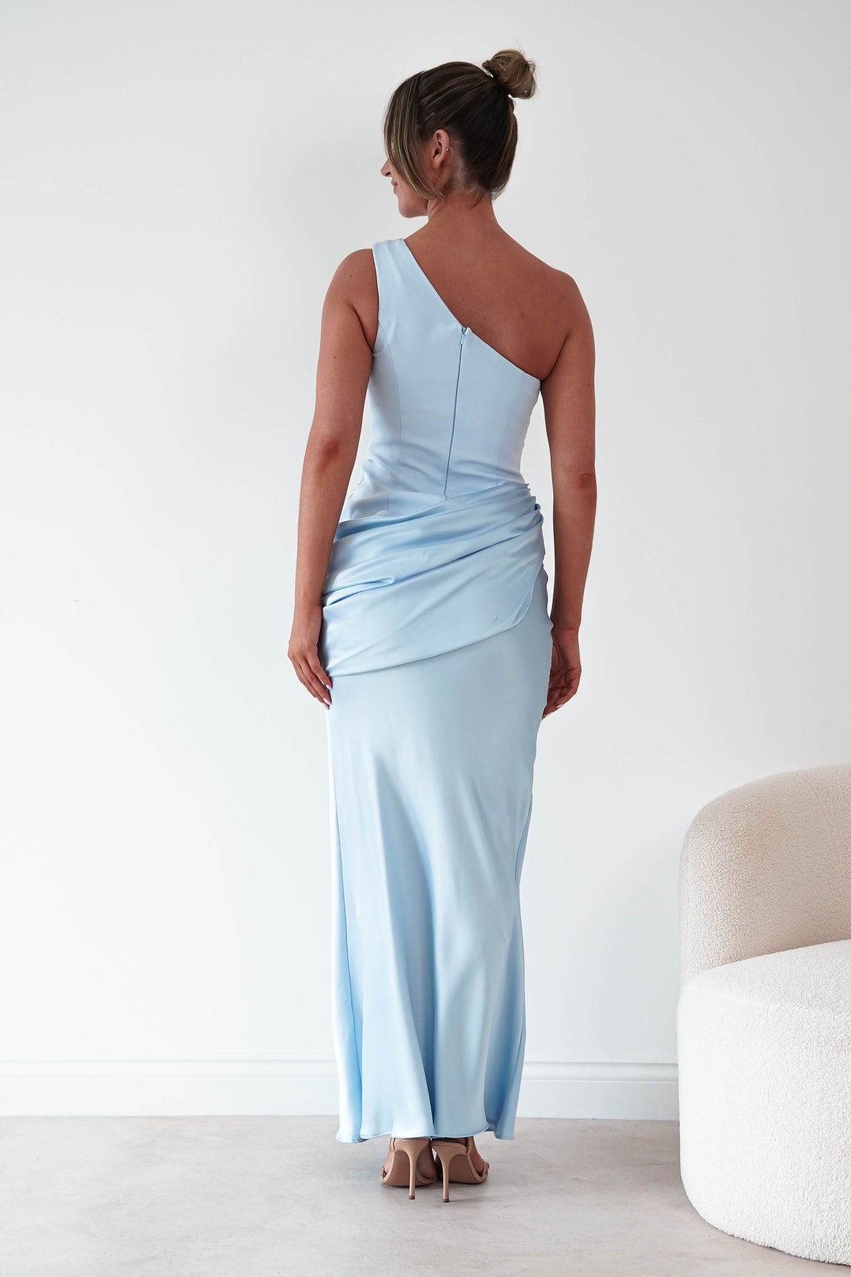Oh Hello Clothing Dresses > Prom Dresses 1*done- Nadalia One Shoulder Satin Maxi Dress | new colour blue- sample (Copy)