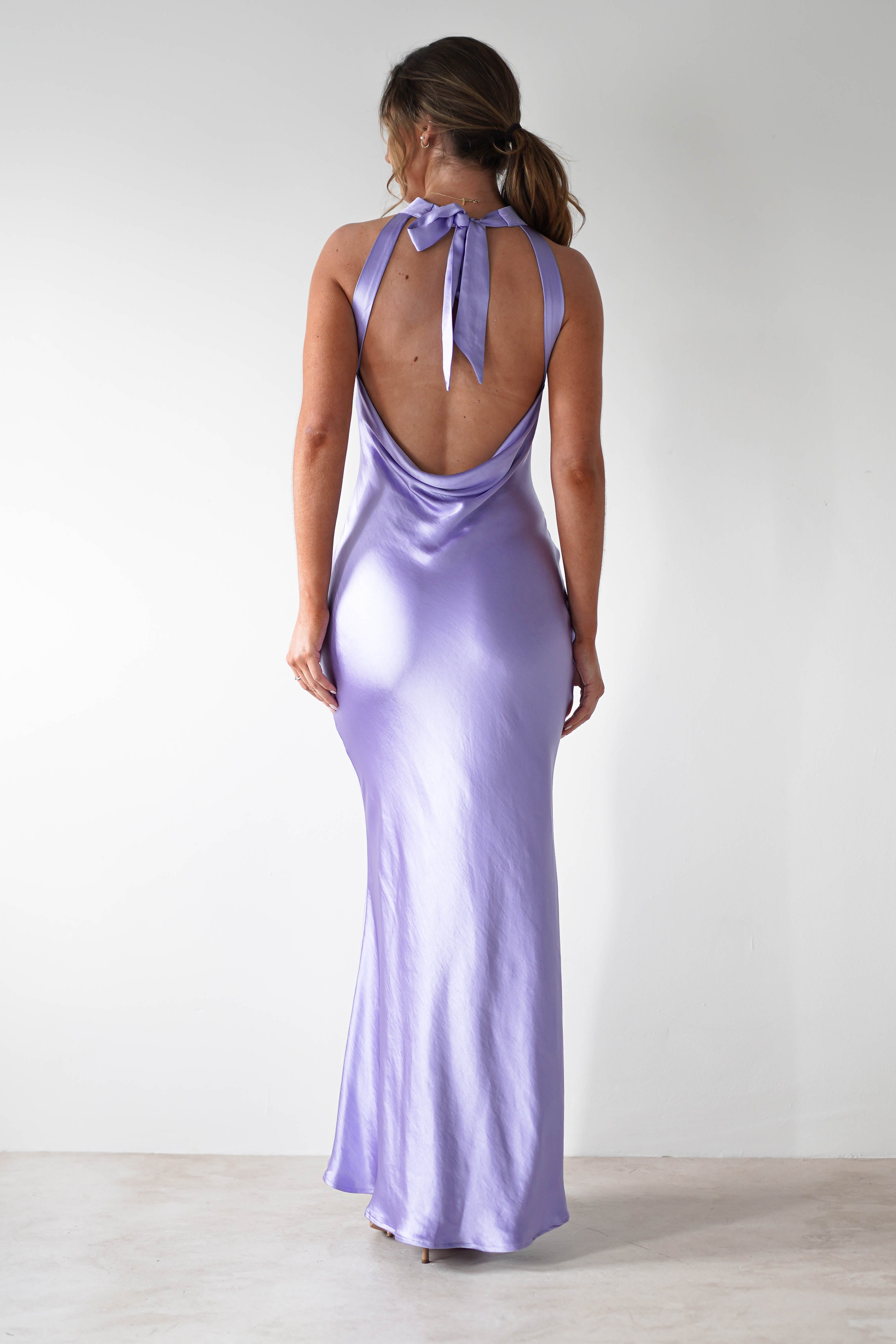 Natalia Soft Satin Maxi Dress Lavendar | Wedding Guest Dress | Maxi | Satin | Oh Hello Clothing