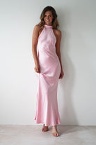 Natalia Soft Satin Maxi Dress Pink | Wedding Guest Dress | Maxi | Satin | Oh Hello Clothing