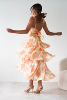 Allie Ruffle Floral Maxi Dress Yellow/Peach | Wedding Guest Dress | Maxi | Oh Hello Clothing