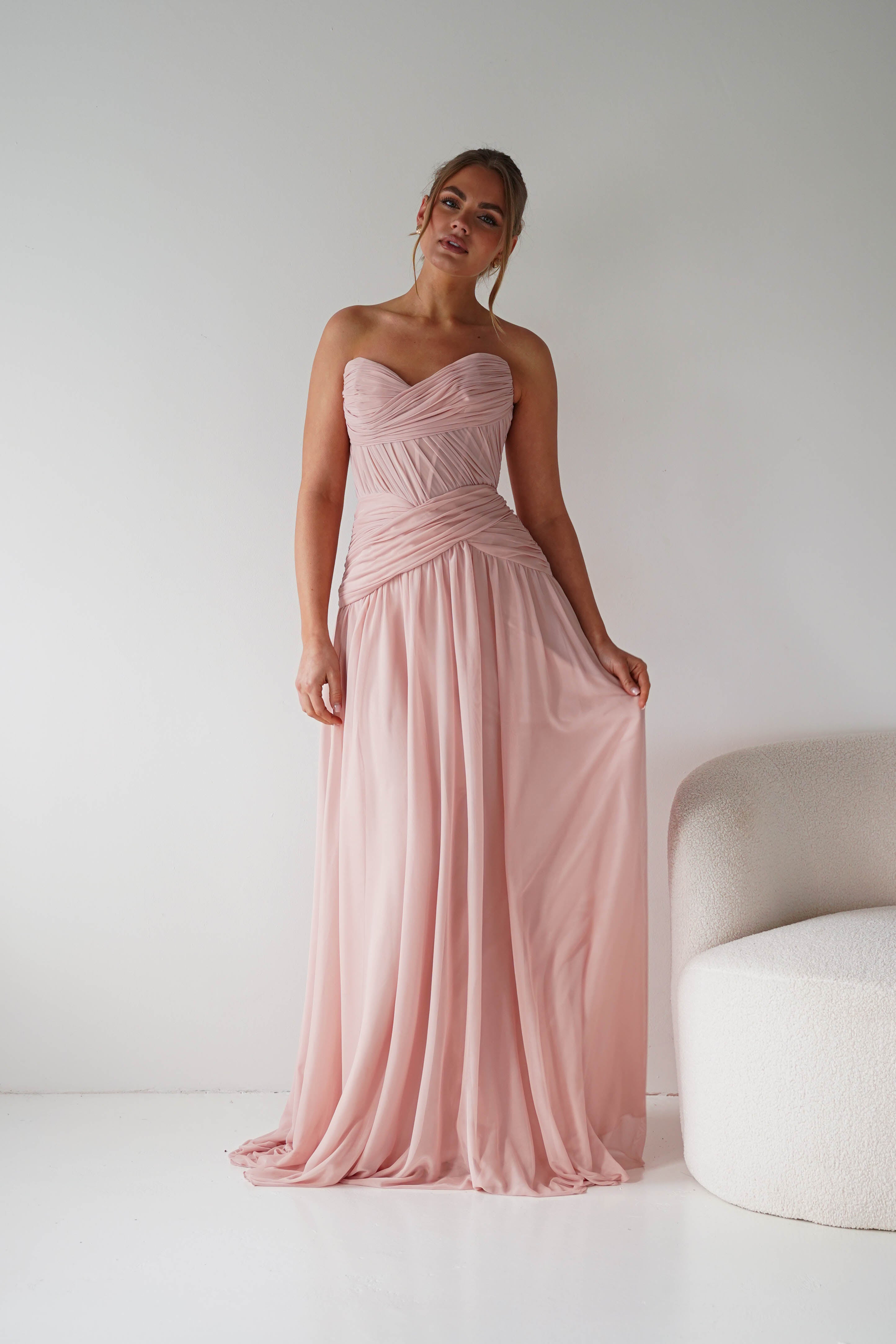 Oh Hello Clothing Women > Clothing > Dresses 1*done-Nicolette Strapless Chiffon Maxi Gown | new colour blush