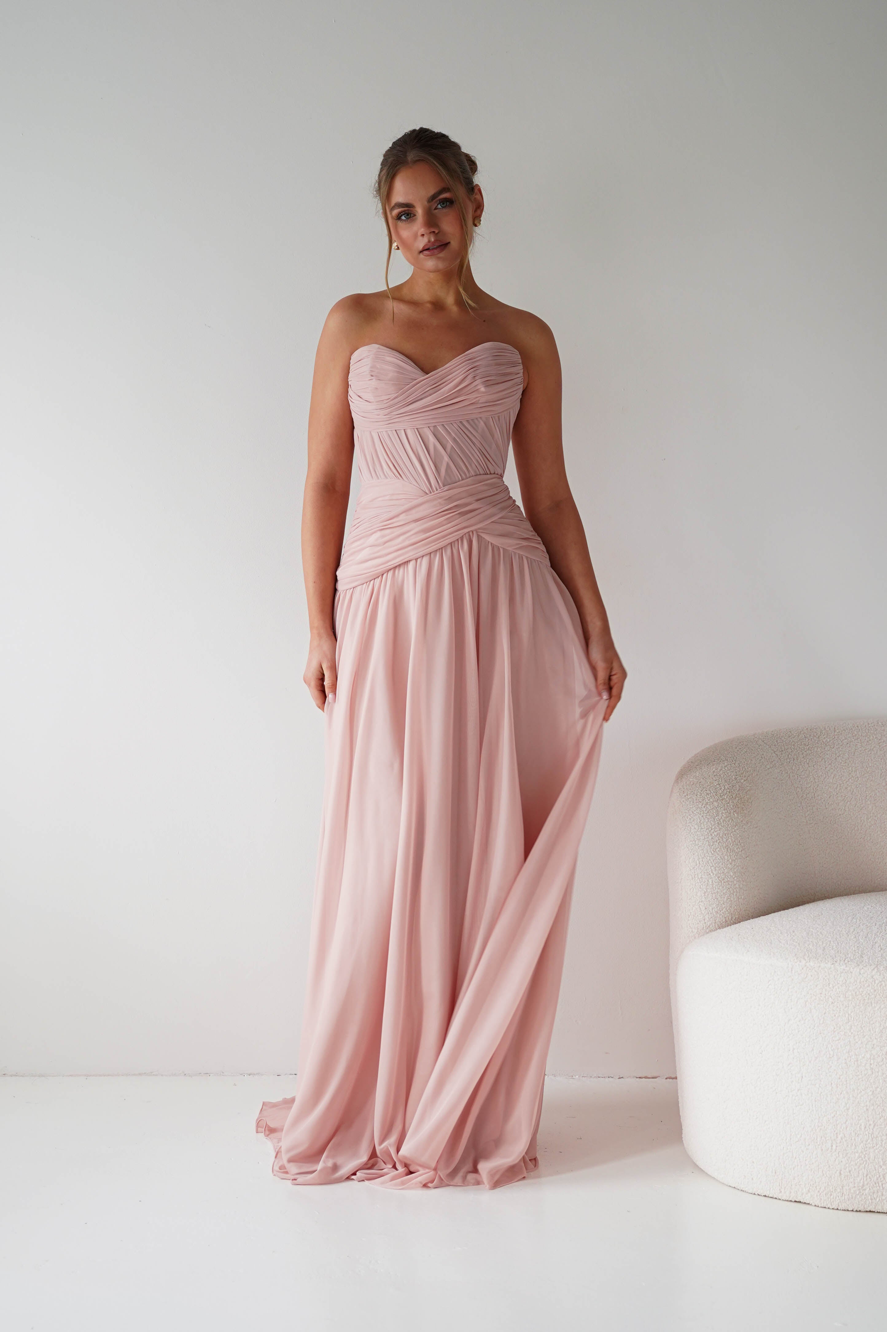 Oh Hello Clothing Women > Clothing > Dresses 1*done-Nicolette Strapless Chiffon Maxi Gown | new colour blush