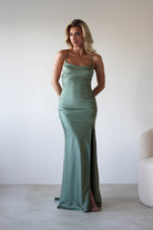 Elsa Matte Satin Maxi Gown | Olive | Debs & Prom | Formal Gown | Oh Hello Clothing