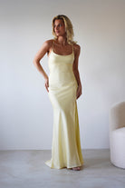 Elsa Matte Satin Maxi Gown | Yellow | Debs & Prom | Formal Gown | Oh Hello Clothing