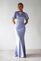 Olivia Soft Matte Satin Maxi Dress Periwinkle Blue | Wedding Guest Dress | Maxi | Satin | Oh Hello Clothing