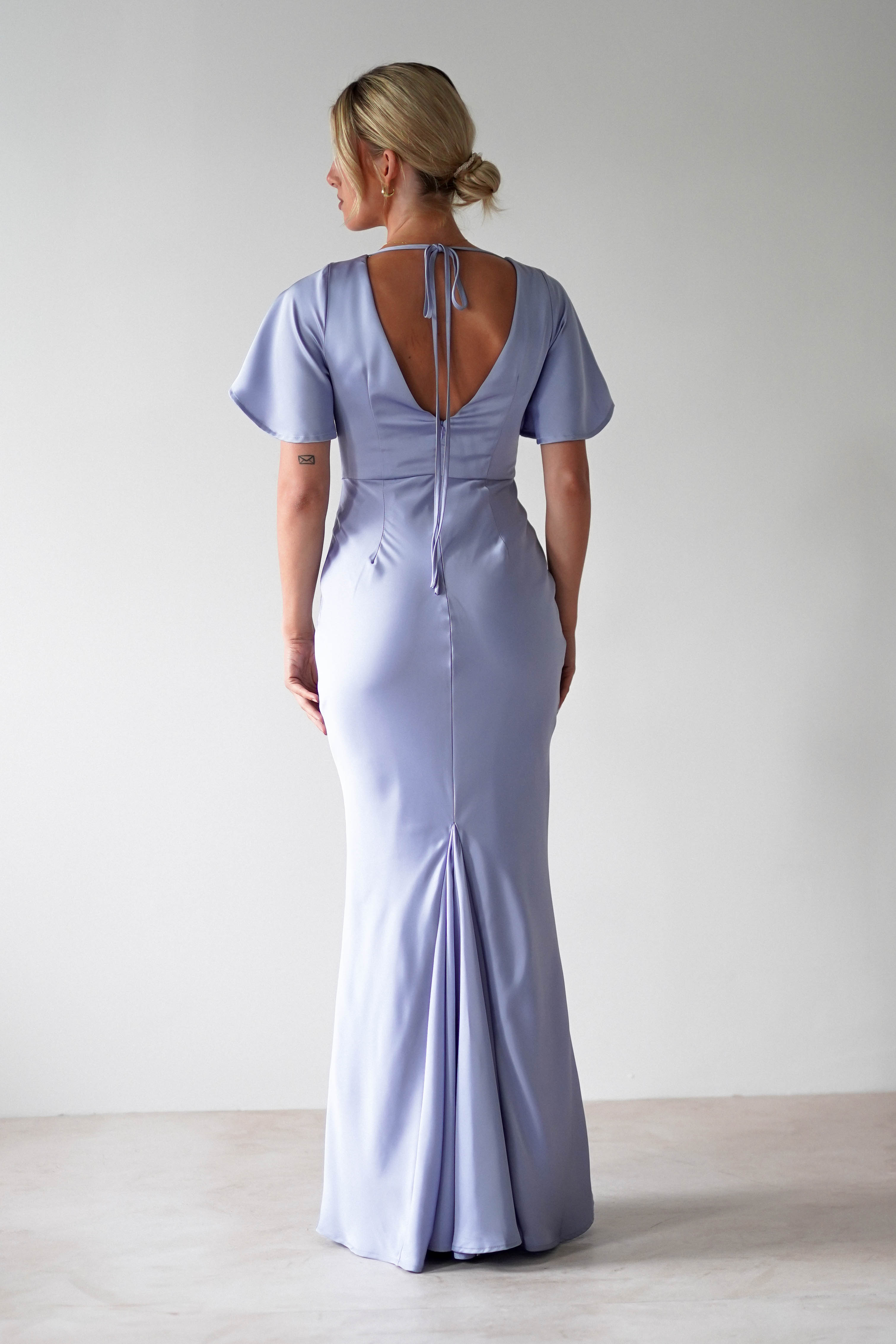 Olivia Soft Matte Satin Maxi Dress Periwinkle Blue | Wedding Guest Dress | Maxi | Satin | Oh Hello Clothing