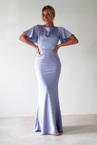 Olivia Soft Matte Satin Maxi Dress Periwinkle Blue | Wedding Guest Dress | Maxi | Satin | Oh Hello Clothing