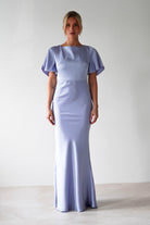 Olivia Soft Matte Satin Maxi Dress Periwinkle Blue | Wedding Guest Dress | Maxi | Satin | Oh Hello Clothing