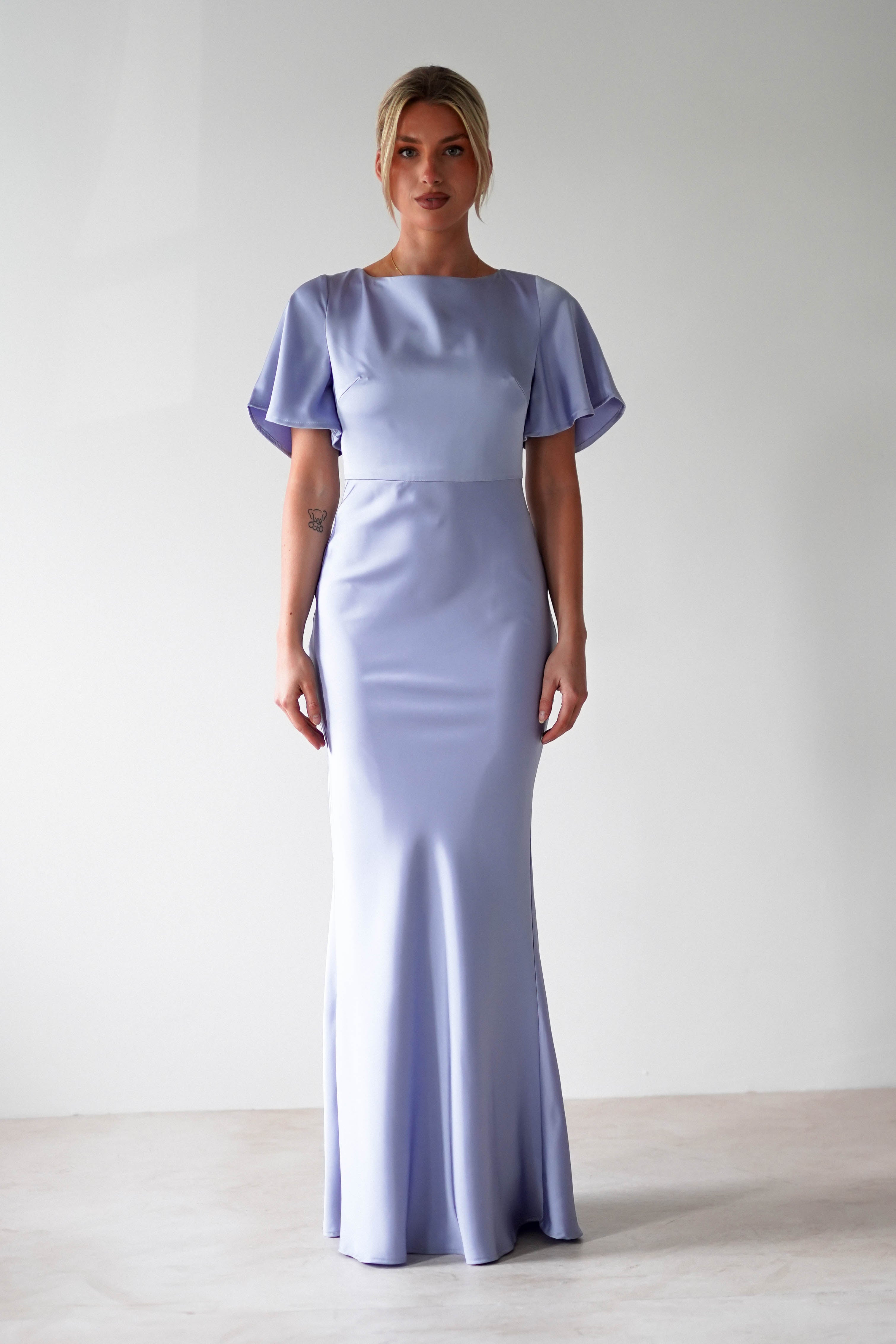 Olivia Soft Matte Satin Maxi Dress Periwinkle Blue | Wedding Guest Dress | Maxi | Satin | Oh Hello Clothing