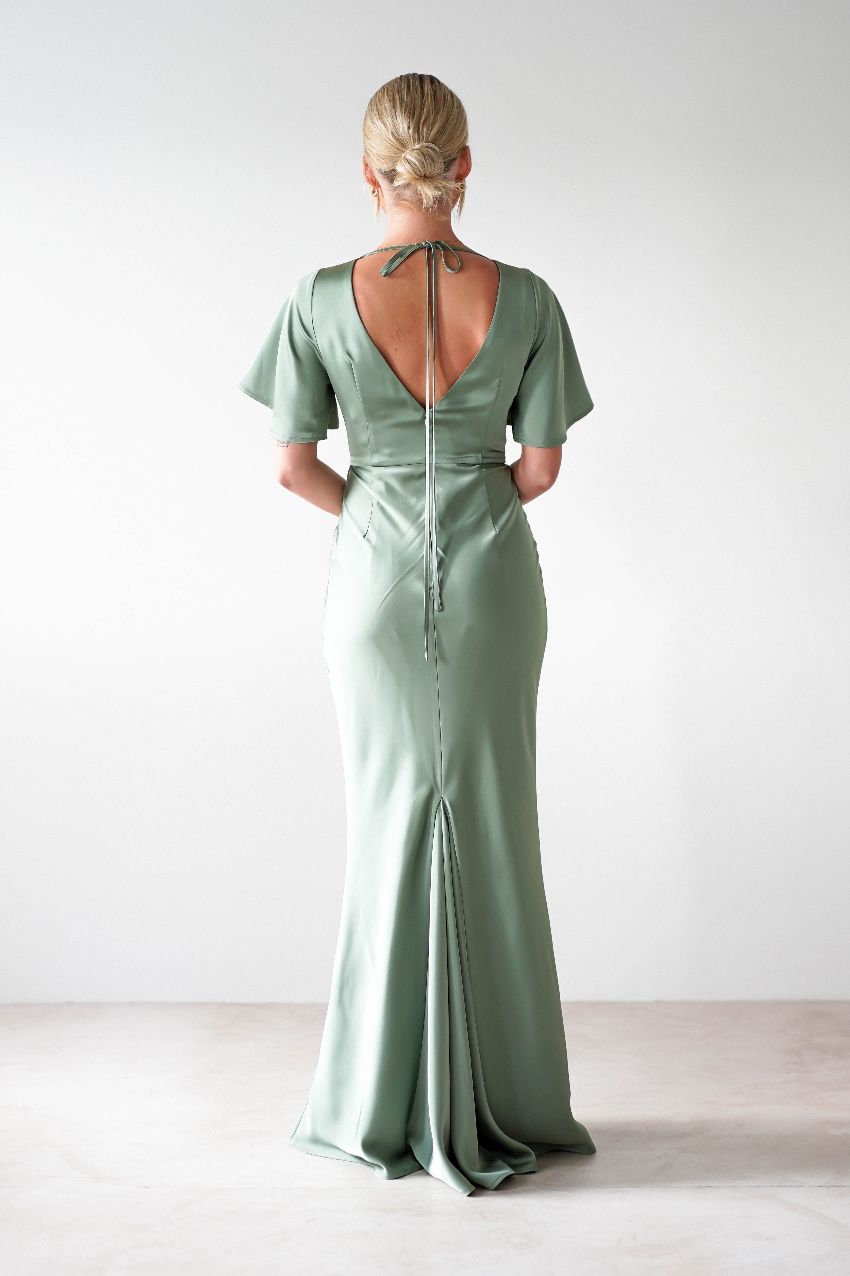 Olivia Matte Satin Maxi Dress | Olive | Bridesmaid Dress | Oh Hello Clothing