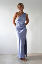 Meera Soft Matte Satin Midaxi Dress Periwinkle Blue | Wedding Guest Dress | Satin | Oh Hello Clothing