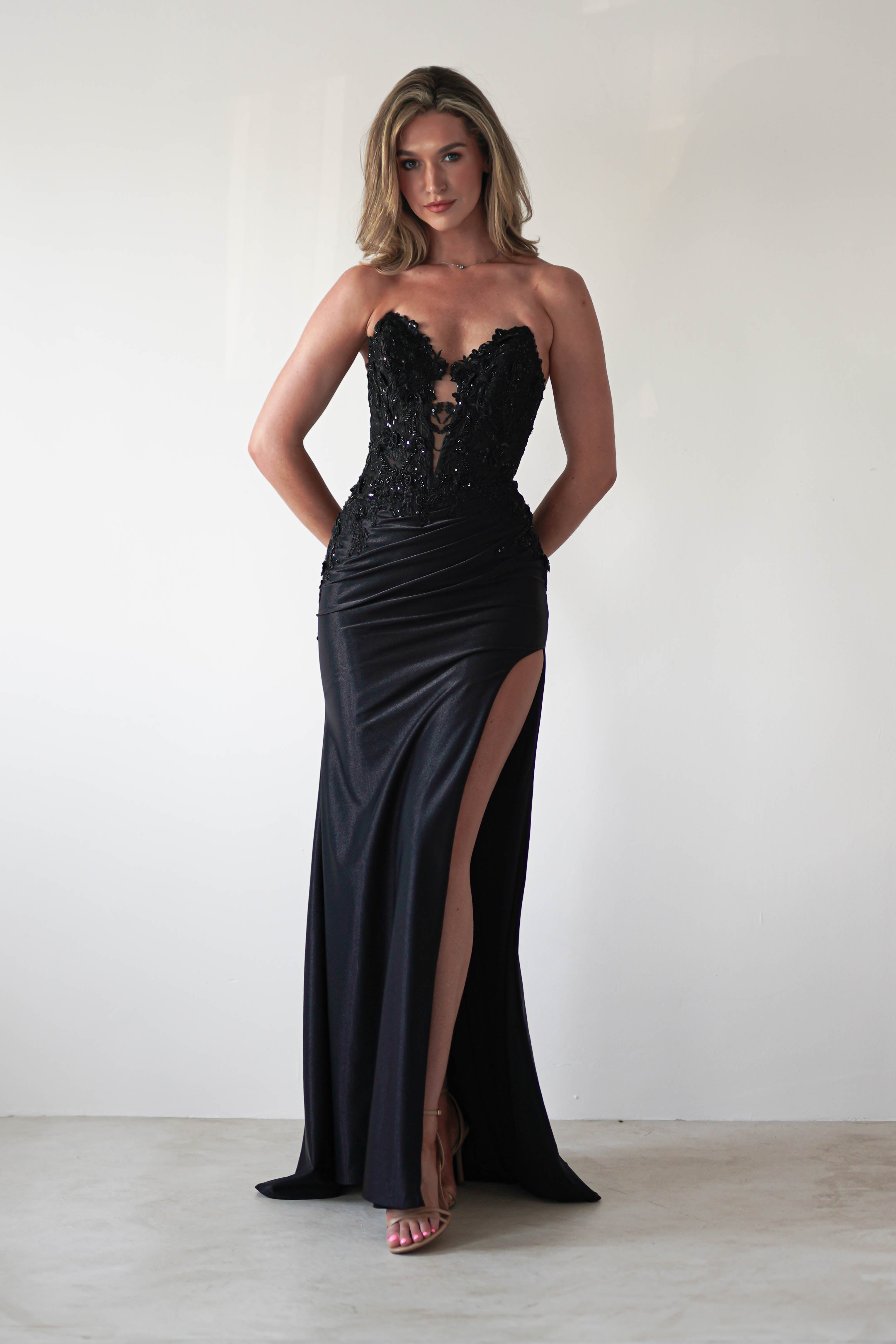 Perla Embellished Gown | Black | Debs & Prom | Formal Gown | Oh Hello Clothing