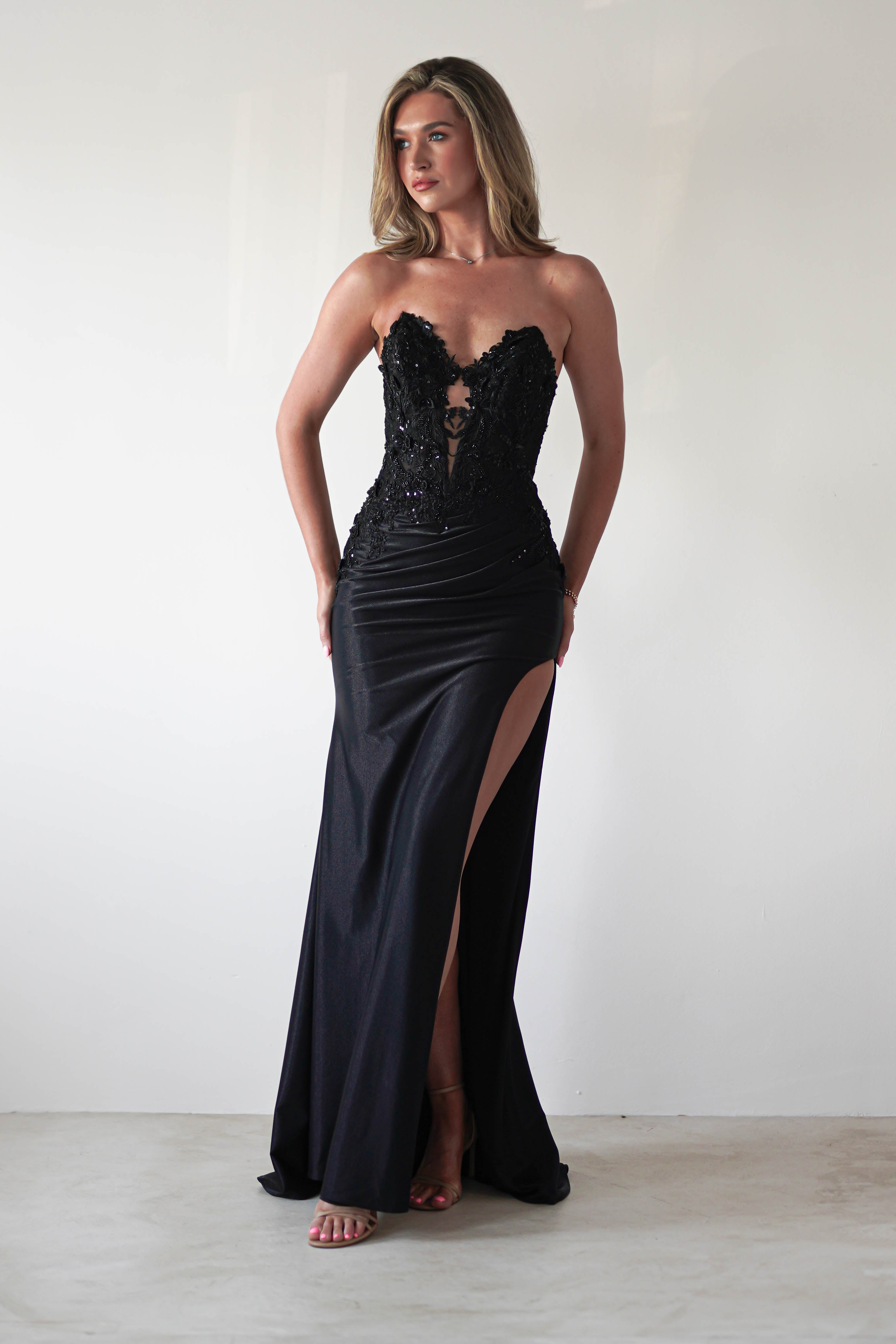 Perla Embellished Gown | Black | Debs & Prom | Formal Gown | Oh Hello Clothing