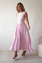 Monroe Skater Midaxi Dress Pink | Wedding Guest Dress | Skater | Oh Hello Clothing