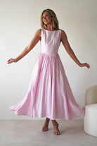Monroe Skater Midaxi Dress Pink | Wedding Guest Dress | Skater | Oh Hello Clothing