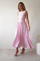 Monroe Skater Midaxi Dress Pink | Wedding Guest Dress | Skater | Oh Hello Clothing