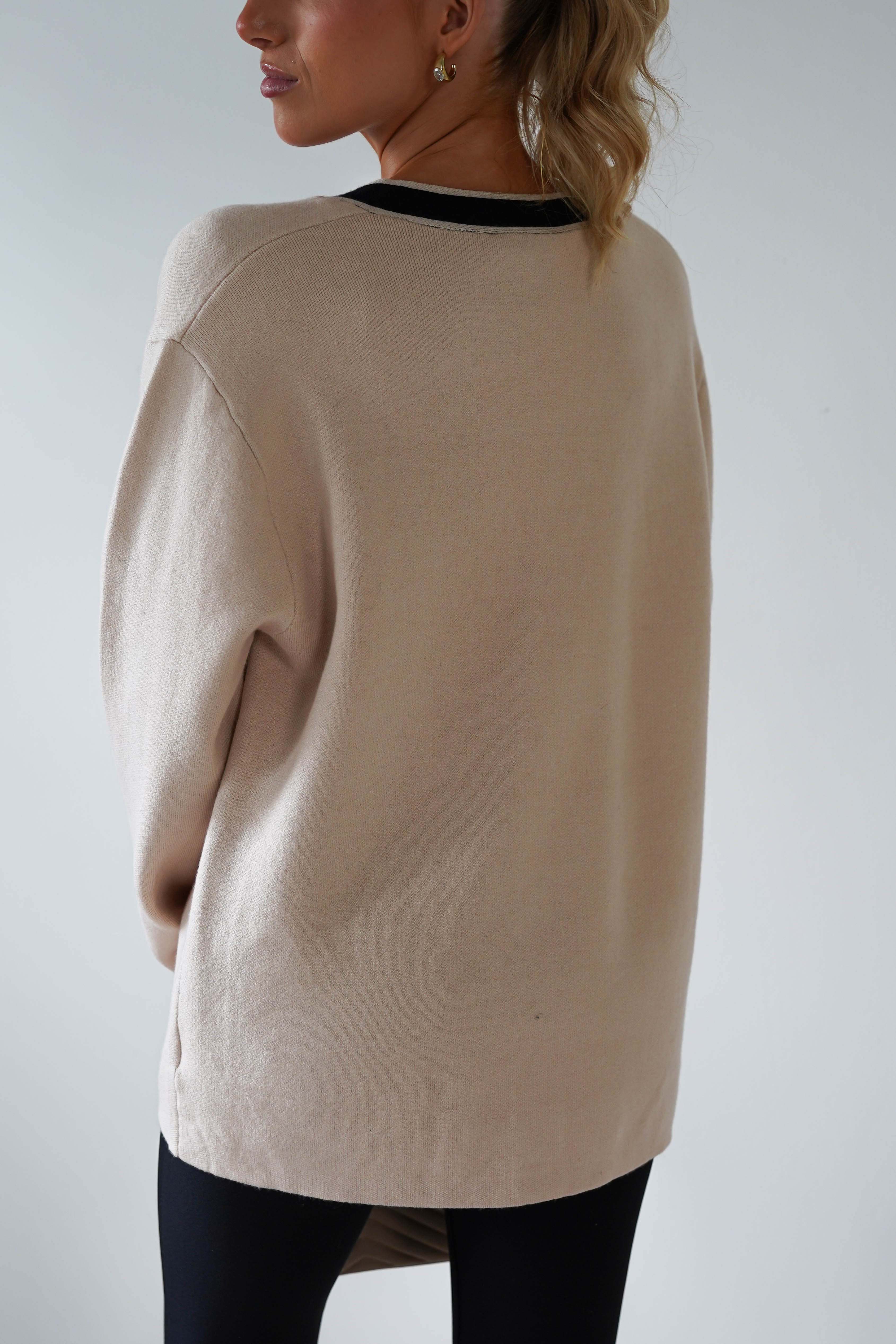 Calvin Cream Black Oversized 2-Tone Cardigan | Oh Hello Clothing