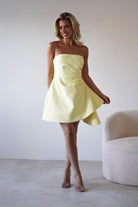 Quinta Strapless Mini Dress Yellow | Wedding Guest Dress | Oh Hello Clothing