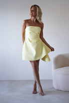 Quinta Strapless Mini Dress Yellow | Wedding Guest Dress | Oh Hello Clothing