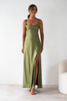 Riviera Soft Satin Maxi Gown | Olive | Debs & Prom | Formal Gown | Oh Hello Clothing