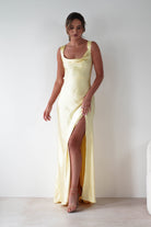 Riviera Soft Satin Maxi Gown | Yellow | Debs & Prom | Formal Gown | Oh Hello Clothing