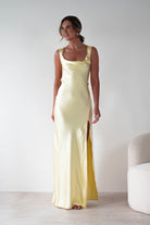 Riviera Soft Satin Maxi Gown | Yellow | Debs & Prom | Formal Gown | Oh Hello Clothing