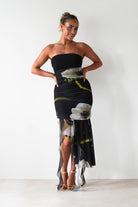 Kristie Strapless Mesh Midi Dress Black | Wedding Guest Dress | Midi | Mesh | Oh Hello Clothing