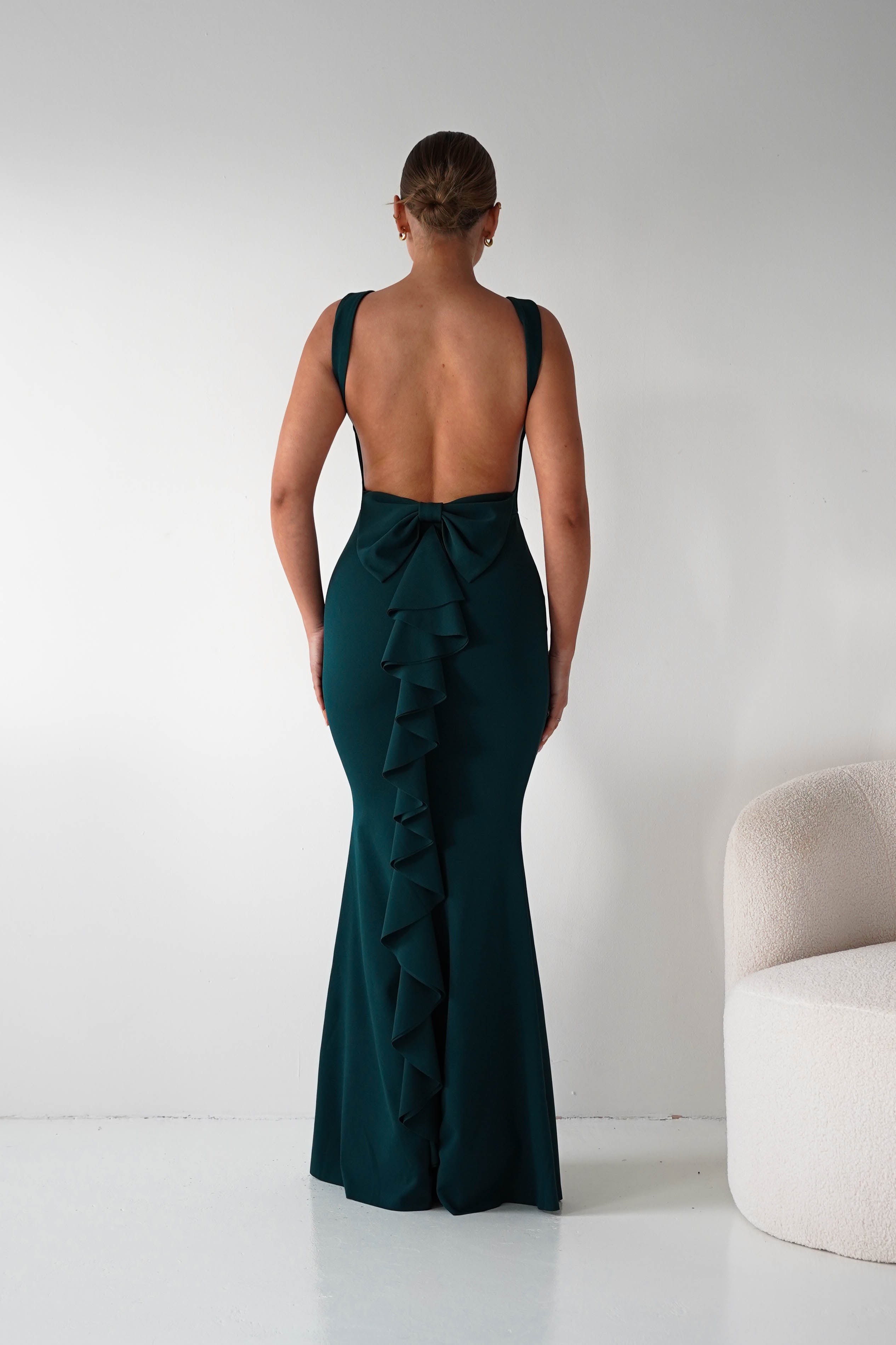 Oh Hello Clothing Women > Clothing > Dresses 1*DONE- Samantha Bow Detail Maxi Dress | DARK GREEN