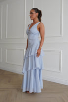 Oh Hello Clothing Dresses > Prom Dresses 1*DONE-SAMPLE DRES-JY26017- Powder Blue Tiered Maxi Dress with bead detail
