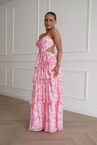 Oh Hello Clothing Women > Clothing > Dresses 1* DONE - SAMPLE- SAME STYLE AS Elouise Floral Tiered Maxi Dress PINK