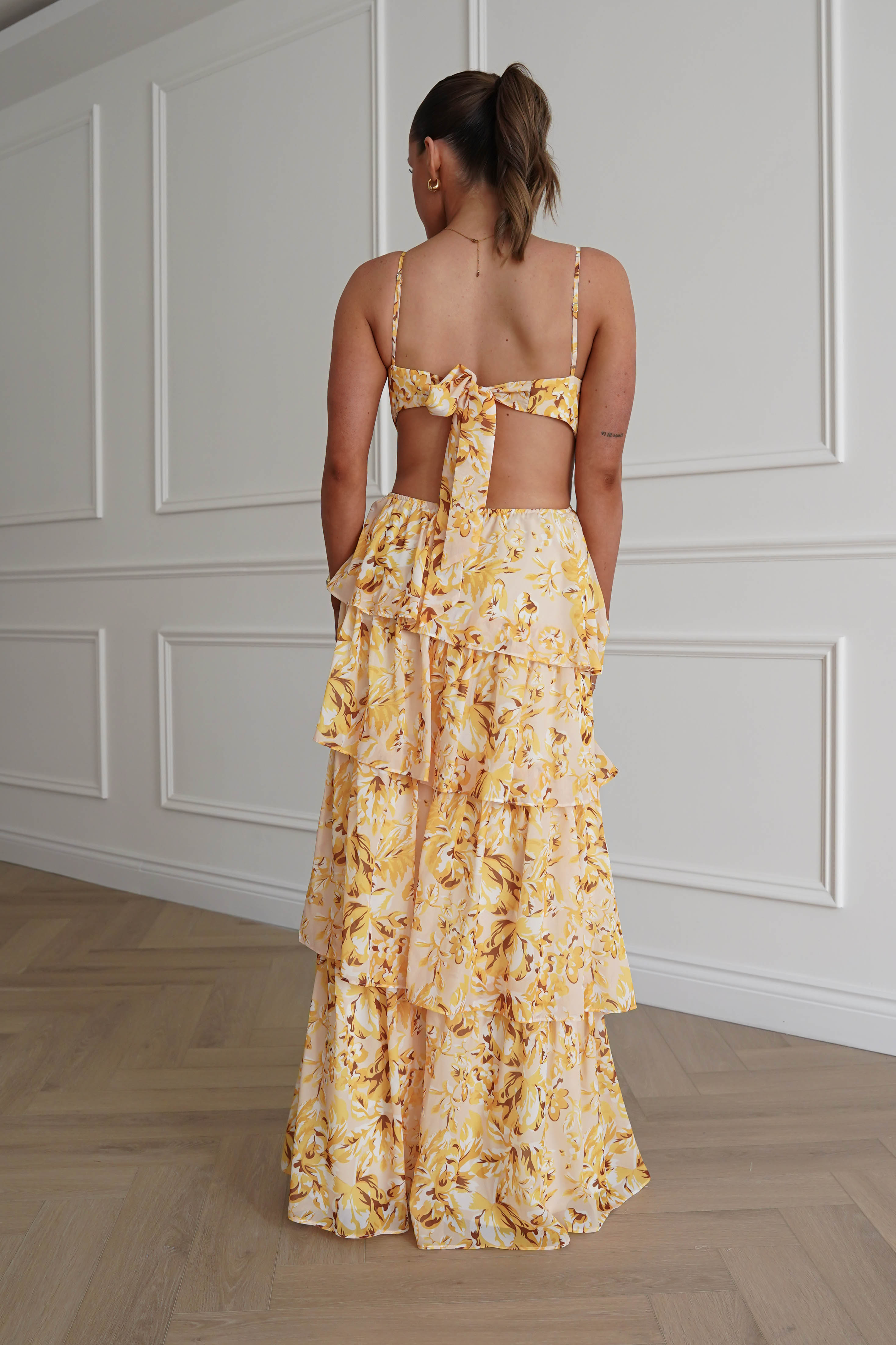 Oh Hello Clothing Women > Clothing > Dresses 1* DONE - SAMPLE- SAME STYLE AS Elouise Floral Tiered Maxi Dress Yellow(Copy)