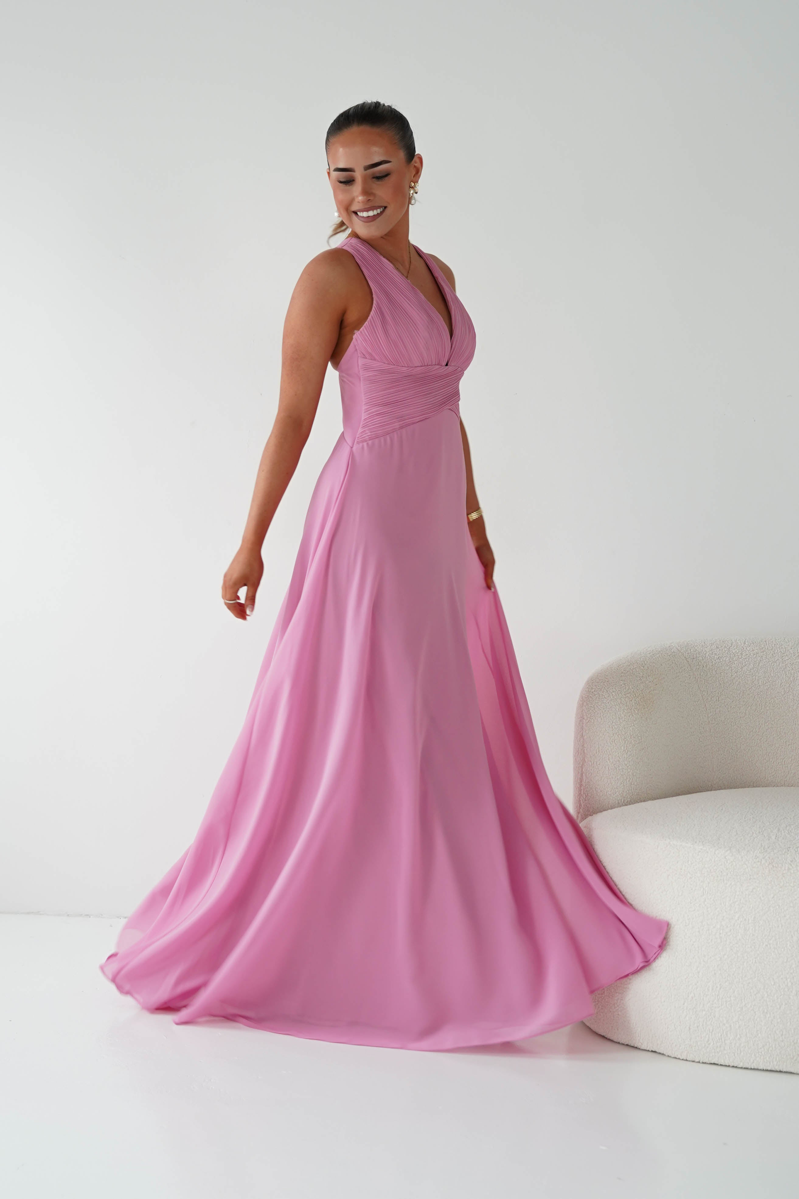 Oh Hello Clothing Women > Clothing > Dresses 1*DONE- Sara A-Line Chiffon Maxi Dress | PINK