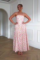 Oh Hello Clothing Dresses > Prom Dresses 1*DONE-SASHA-64542J07- Pink Ditsy Floral Midi Dress