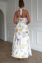 Oh Hello Clothing Dresses > Prom Dresses 1*DONE-SASHA-64784D15- YELLOW Floral Open Back Midi Dress (Copy)