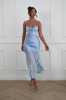 Oh Hello Clothing Women > Clothing > Dresses 1*DONE -SASHA-64972D-Powder Blue Chiffon Maxi Dress with Layered Hem - sample