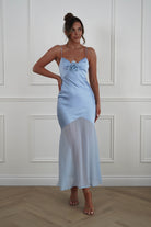 Oh Hello Clothing Women > Clothing > Dresses 1*DONE -SASHA-64972D-Powder Blue Chiffon Maxi Dress with Layered Hem - sample