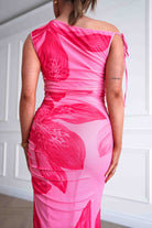 Oh Hello Clothing Women > Clothing > Dresses 1*DONE -SASHA-64981H-pink and red abstract floral print maxi dress