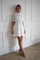 Oh Hello Clothing Women > Clothing > Dresses 1*Done- Sasha-KA0226J03- white mini dress with a sheer chiffon overlay (Copy)