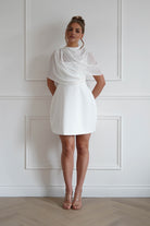 Oh Hello Clothing Women > Clothing > Dresses 1*Done- Sasha-KA0226J03- white mini dress with a sheer chiffon overlay (Copy)