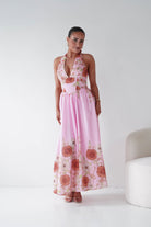 Oh Hello Clothing Women > Clothing > Dresses 1*DONE -SASHA-Pink Floral halter Maxi Dress-64784D05