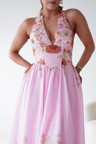 Oh Hello Clothing Women > Clothing > Dresses 1*DONE -SASHA-Pink Floral halter Maxi Dress-64784D05