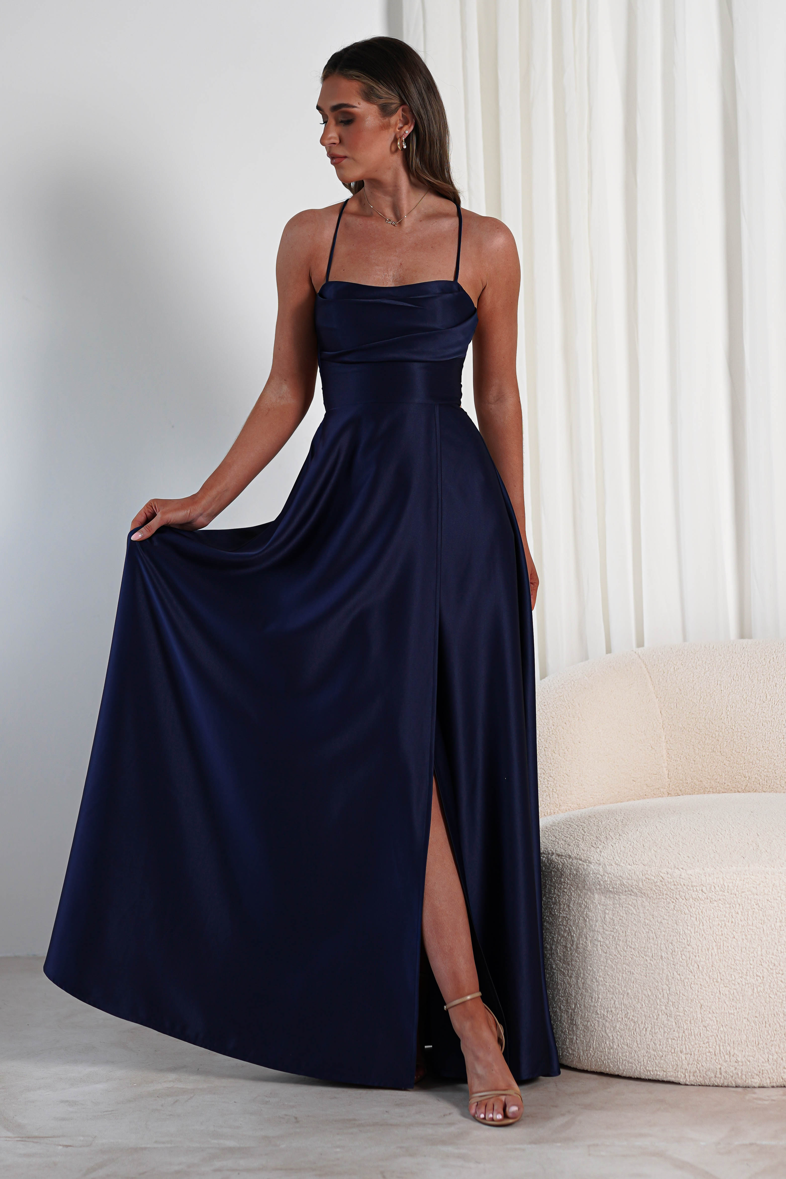 Shantal Satin Gown | Navy | Debs & Prom | Formal Gown | Oh Hello Clothing