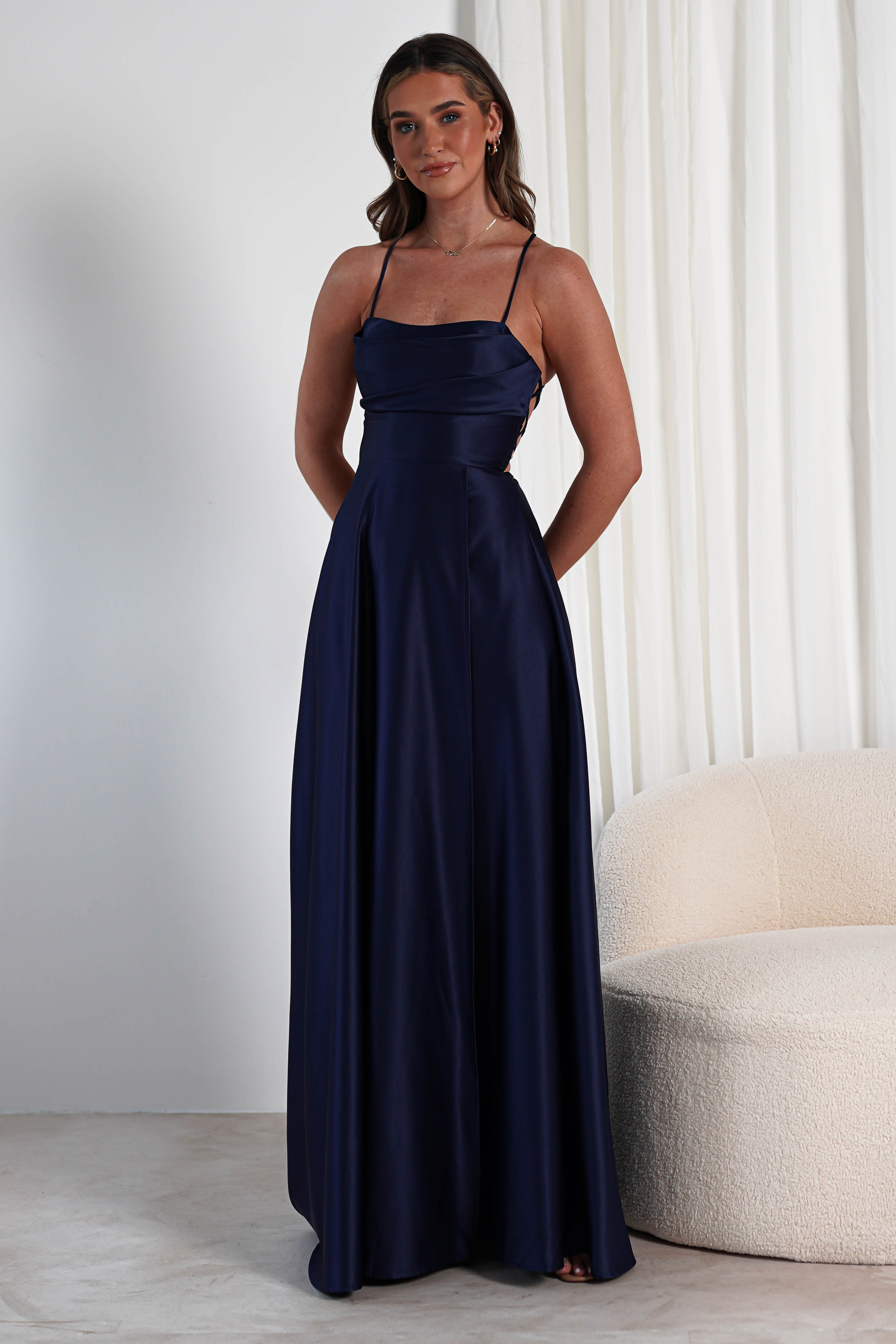 Shantal Satin Gown | Navy | Debs & Prom | Formal Gown | Oh Hello Clothing