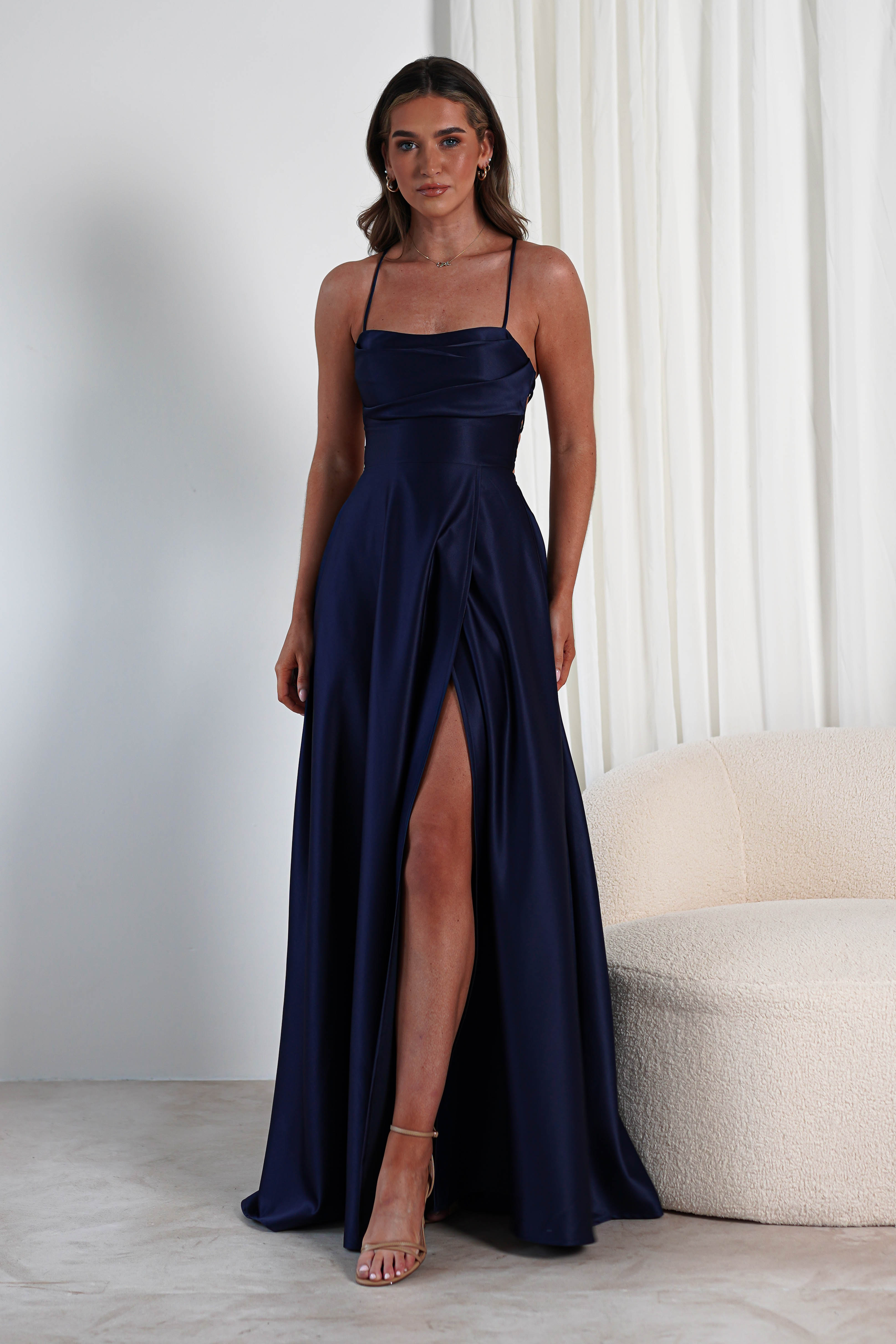 Shantal Satin Gown | Navy | Debs & Prom | Formal Gown | Oh Hello Clothing